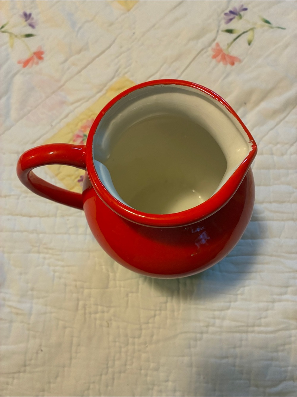 Red Ceramic Watermelon-Style Pitcher - Picture 3 of 4